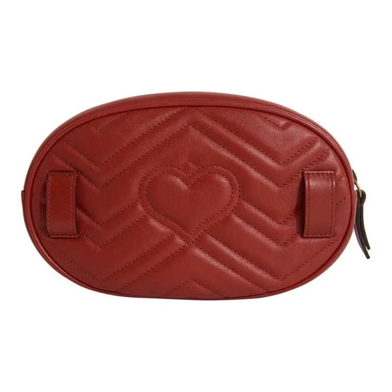 GUCCI GG Marmont Leather Sling Bag, Crossbody Bag, Fanny Pack Trumpets Women's Red-2