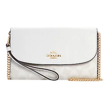 COACH Gemma Canvas With Leather Shoulder Bag Crossbody Bag Chain Pack Small Size Women's Glacier White