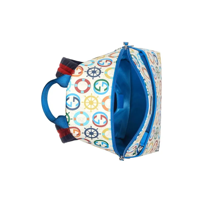 GUCCI Canvas With Leather Kids' Backpacks Kids' White/Blue-4