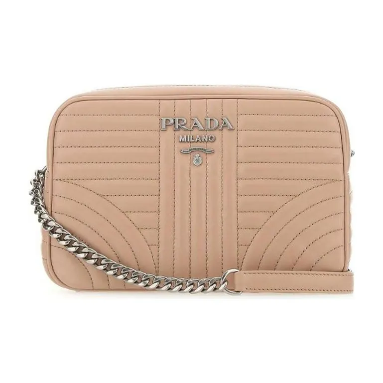 PRADA Diagramme Leather Crossbody Bag, Shoulder Bag Unisex Pink-0