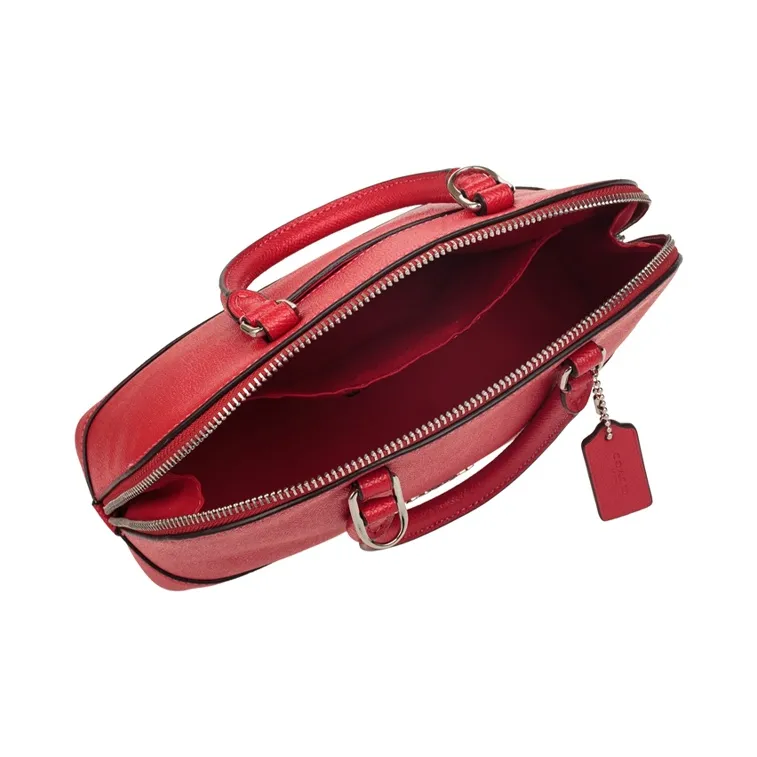 COACH Sierra Cross Grain Genuine Leather Dome Bag Crossbody Bag Handbag Small Size Women's Red-4