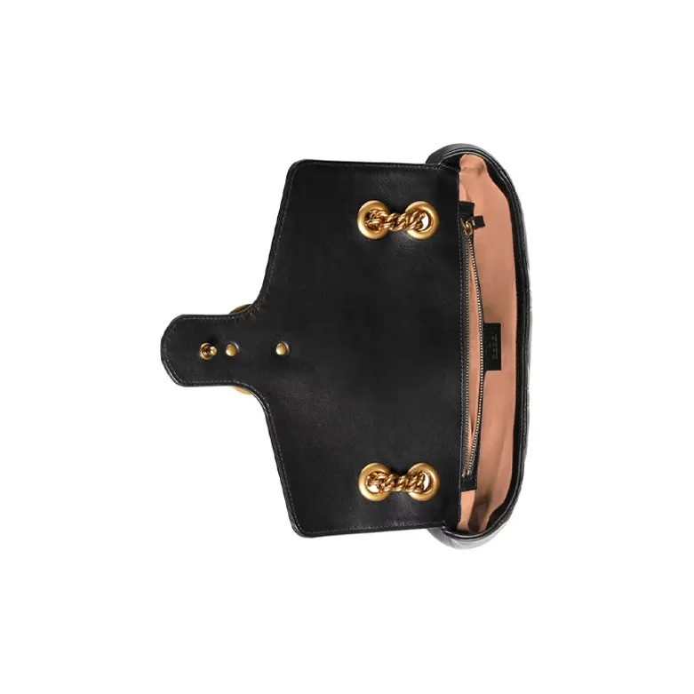 GUCCI GG Marmont Quilted Leather Crossbody Bag, Shoulder Bag Women's Black-5