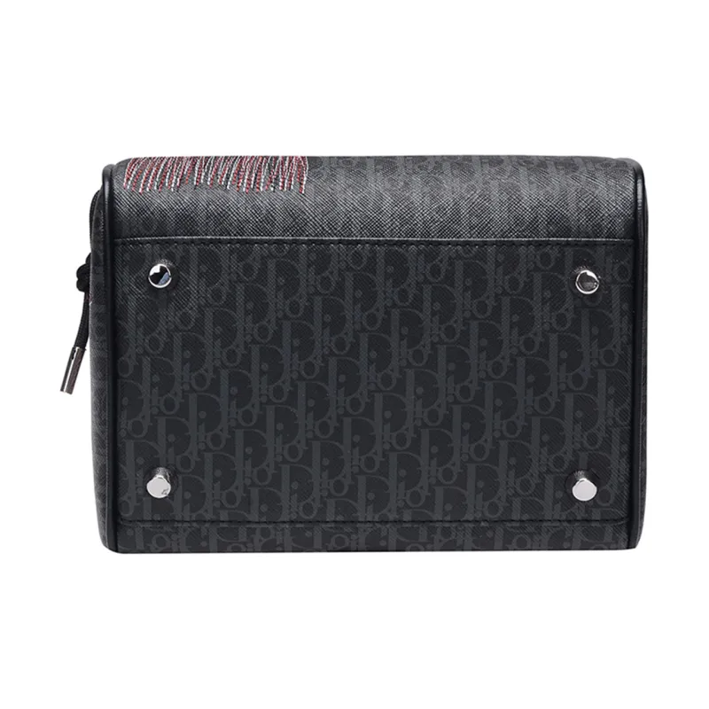 DIOR Fabric Shoulder Bag Large Size Men's Black Base Gray-4