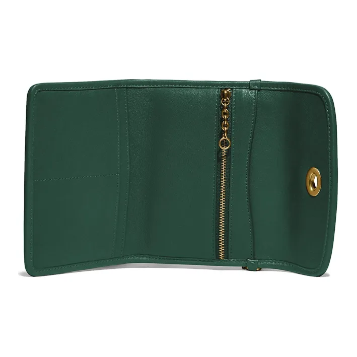 COACH Turnlock Leather Coin Purse Crossbody Wallet Women's Green-1