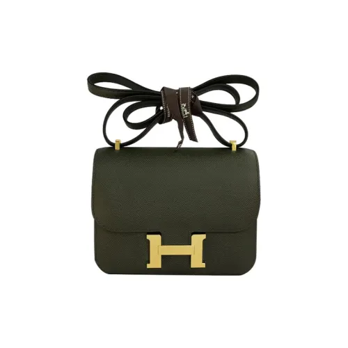 HERMES Constance Epsom Leather Shoulder Bag Crossbody Bag Mini Women's C6 Vert De Gris Gray Green