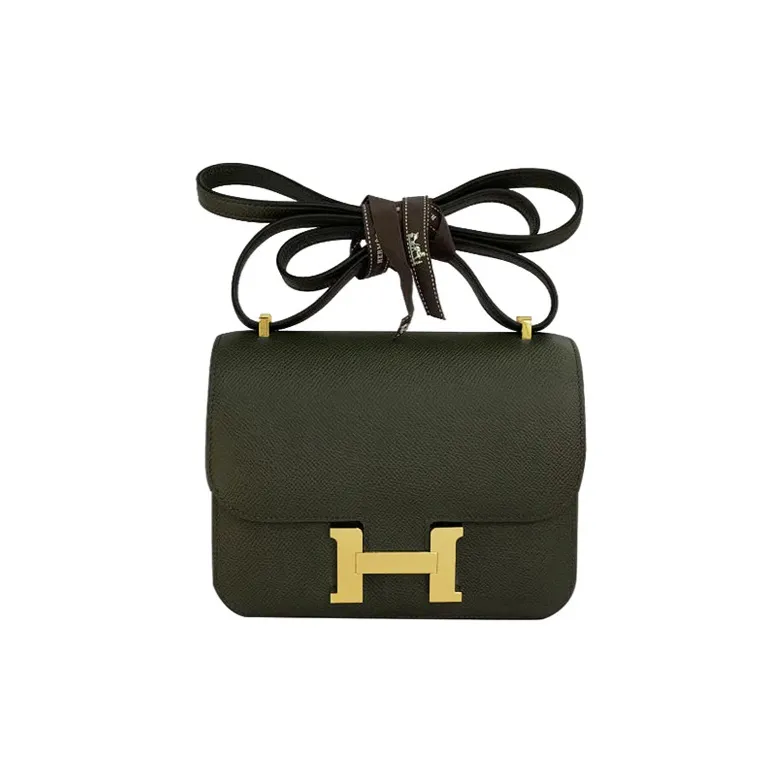 HERMES Constance Epsom Leather Shoulder Bag Crossbody Bag Mini Women's C6 Vert De Gris Gray Green-0