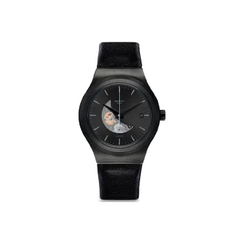 SWATCH Men 42mm Black Watch YIB404
