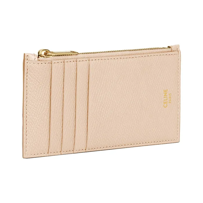 CELINE Cow Leather Coin Purses Card Holders Women's Nude Pink-1