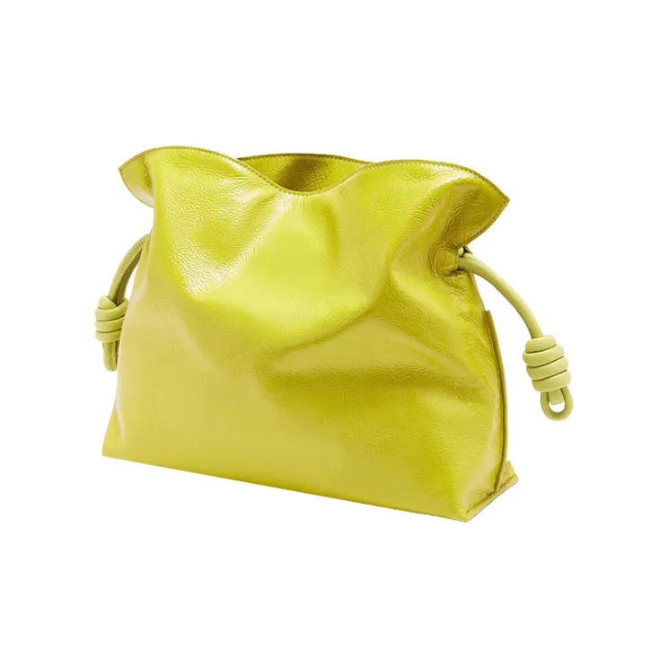 LOEWE Flamenco Lacquered Finish Handheld One Shoulder Crossbody Bag Extra Large Women's Lemon-1
