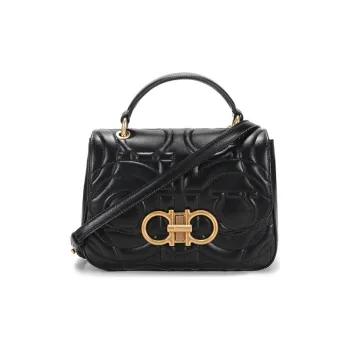 FERRAGAMO Cow Leather Crossbody Bag Camera Bag Handbag Shoulder Bag Small Size Women's Black