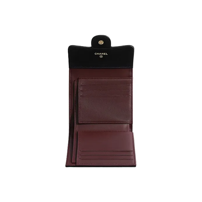 CHANEL Classic Flap CF Sheepskin Wallet Women's Black-2