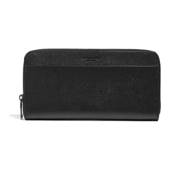 COACH Travel Wallet Leather Long Zipper Wallet Clutch Men's Black