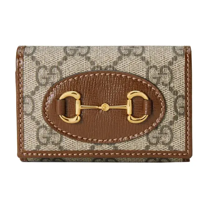 GUCCI Horsebit 1955 Canvas Key Pouch Regular Women's Beige-0