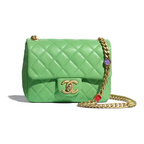 CHANEL Lambskin With Resin And Metal Crossbody Bag Shoulder Bag Women's Green/Multicolor