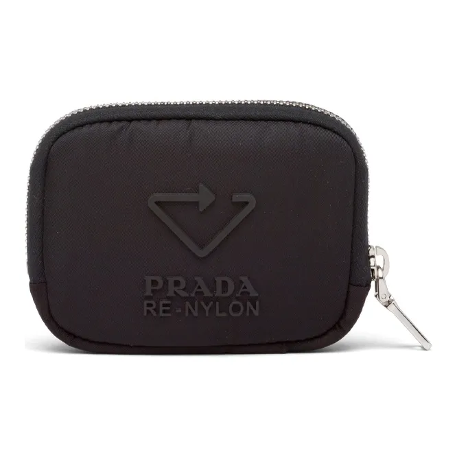 PRADA Nylon Fabric Card Holder Wallet Card Clip Small Size Unisex Black-2