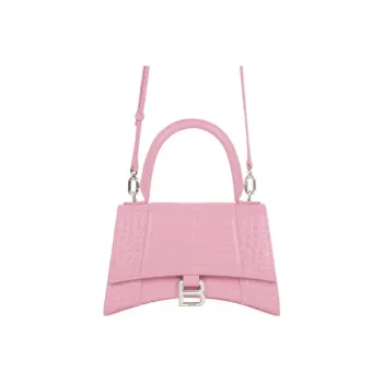 Balenciaga Hourglass Cow Leather Handbag Small Size Women's Pink