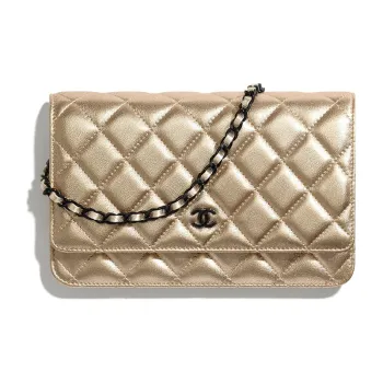 CHANEL WOC Metal Lambskin Shoulder Bag, Crossbody Bag Women's Gold