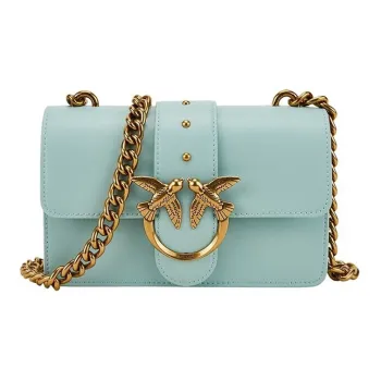 PINKO Cow Leather Flying Bird Swallow Bag Crossbody Bag Shoulder Bag Women's Green