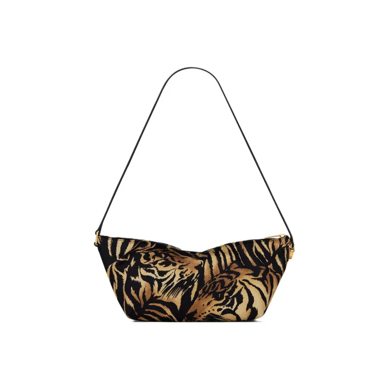 SAINT LAURENT Fabric Crossbody Bag, Shoulder Bag Women's Brown & Yellow & Black-5