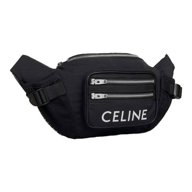 CELINE Polyamide Fabric Shoulder Bag, Crossbody Bag, Sling Bag, Fanny Pack Large Size Men's Black-2