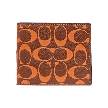 COACH 3 IN 1 Wallet Cow Leather Wallet Mini Men's Orange Monogram