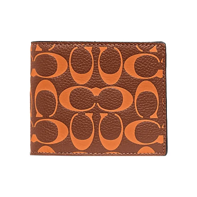 COACH 3 IN 1 Wallet Cow Leather Wallet Mini Men's Orange Monogram-0