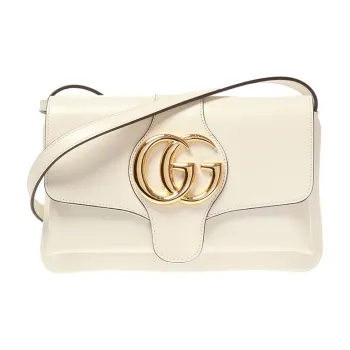 GUCCI Arli Cow Leather Shoulder Bag Crossbody Bag Small Size Women's White