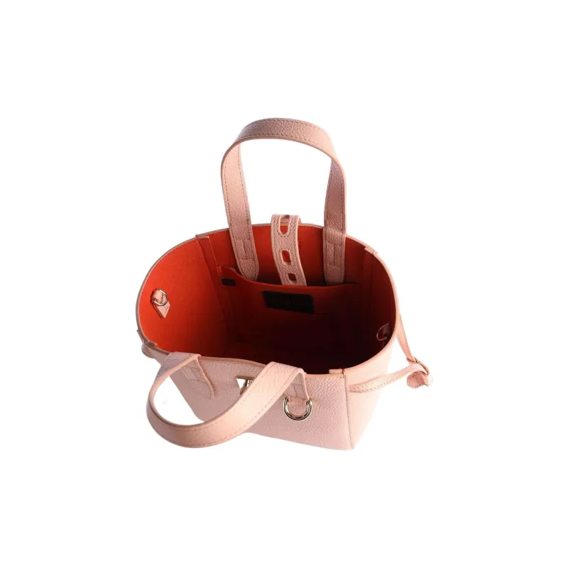 Furla Net Collection Pebbled Leather Basket Bag Shoulder Bag Crossbody Bag Handbag Mini Women's Cherry Blossom Pink-3