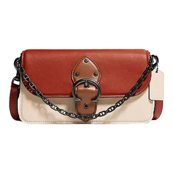 COACH Beat Leather Chain Bag Shoulder Bag Crossbody Bag Small Size Women's Red White