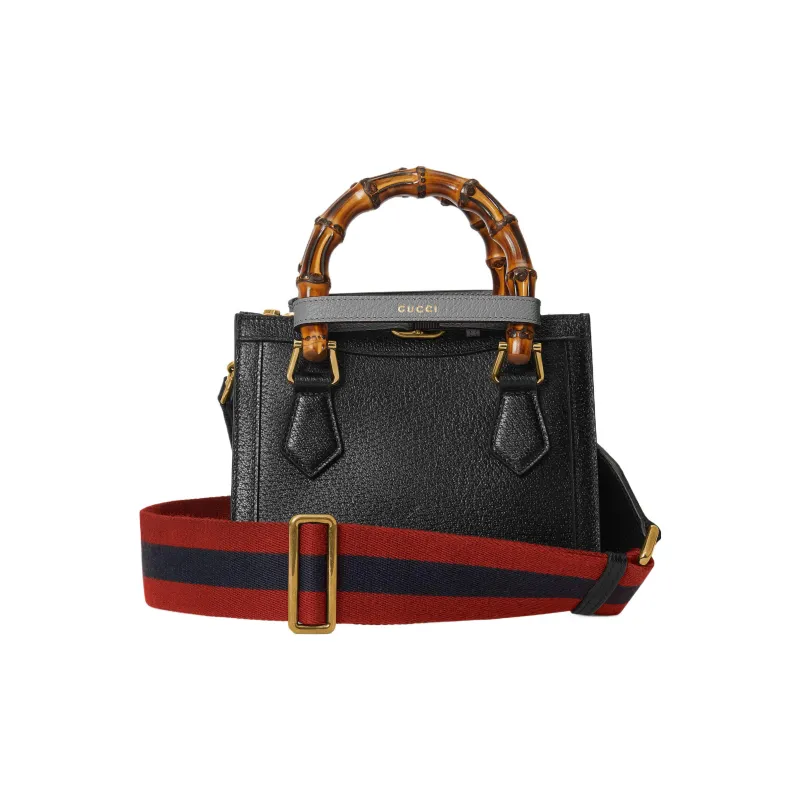 GUCCI Leather Tote Bag Shopping Bag Shoulder Bag Handbag Mini Women's Black-4