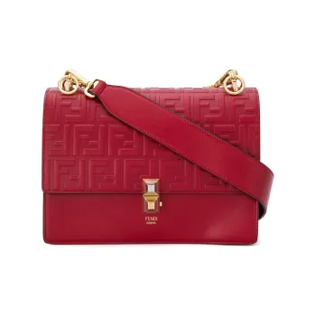 FENDI Kan I Cow Leather Handbag Shoulder Bag Crossbody Bag Women's Red Classic Recommendation