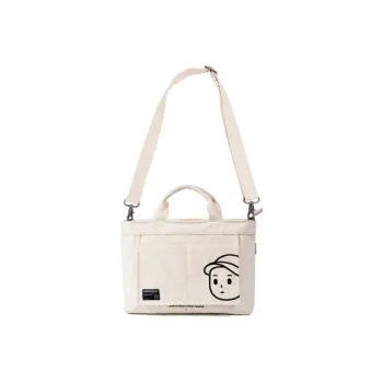 Finerworld Canvas Artistic Style Small Square Bag Shoulder Bag Handbag Medium Size Unisex Beige