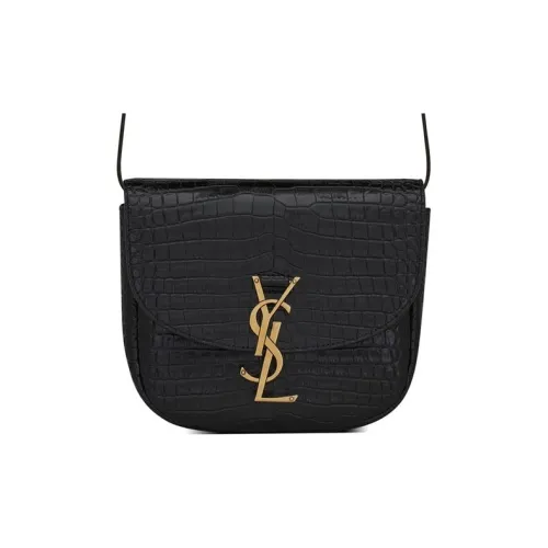 SAINT LAURENT Wmns YSL Kaia Logo Leather Single-Shoulder Bag Small Black Female