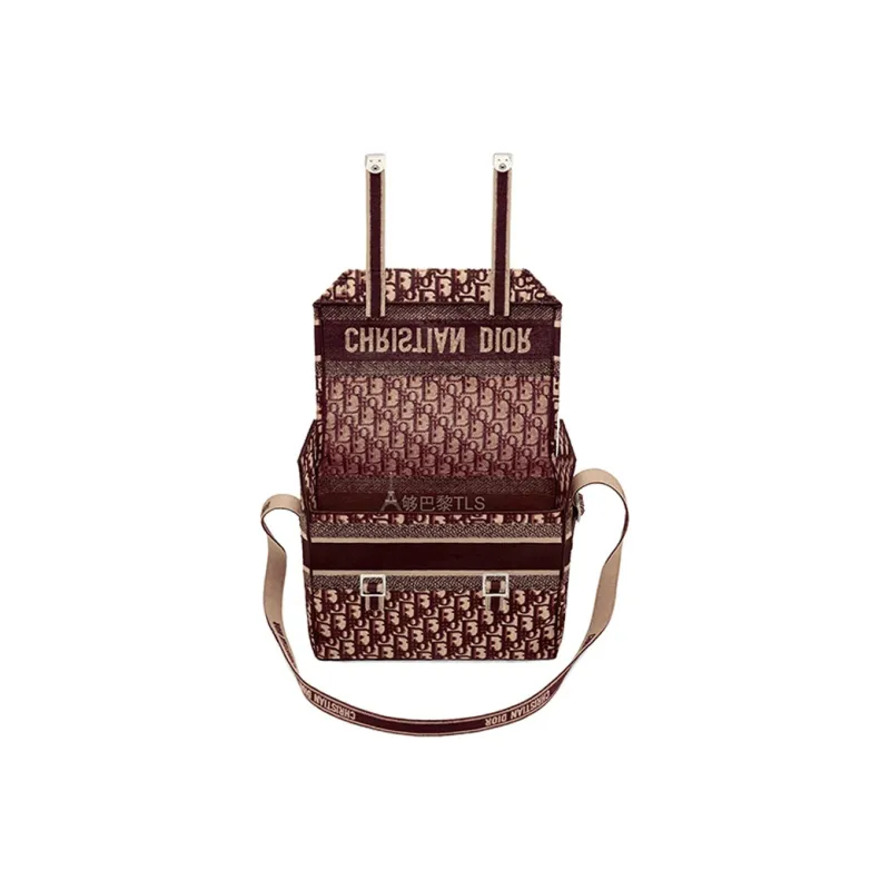 DIOR DiorCamp Canvas Vintage Preppy Style Messenger Bag Shoulder Bag Crossbody Bag Regular Women's Burgundy-3