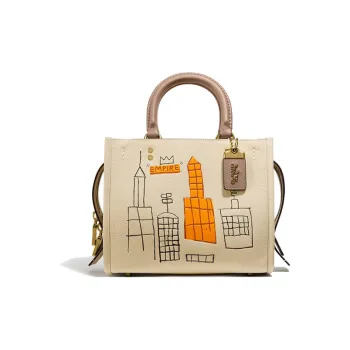 COACH Basquiat Collaboration Rogue Leather Handbag Shoulder Bag Crossbody Bag Medium Size Women's Ivory White