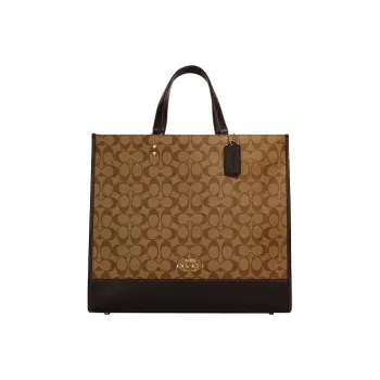 COACH Dempsey Canvas With Leather Tote Bag, Shopping Bag, Crossbody Bag, Handbag Tubas Unisex Brown