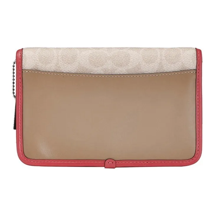 COACH Parker Coated Canvas With Leather Shoulder Bag Crossbody Bag Small Size Women's Brown Sand Blue-1