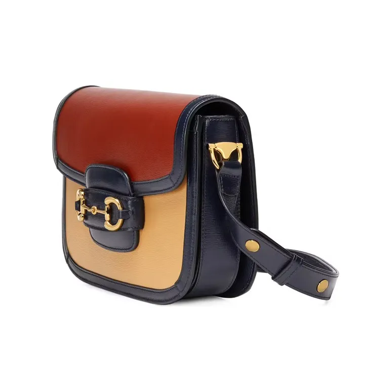 GUCCI Horsebit 1955 Multicolor Leather Saddle Bag Shoulder Bag Crossbody Bag Women's Brick Red-1