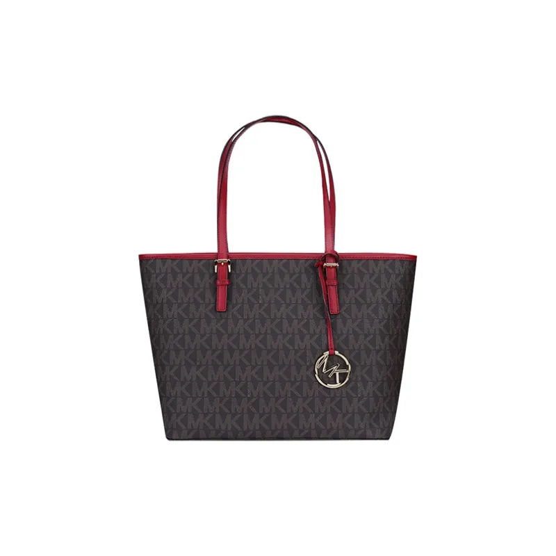 MICHAEL KORS PVC Tote Bag Shopping Bag Handbag Regular Women's Dark Brown & Red-0