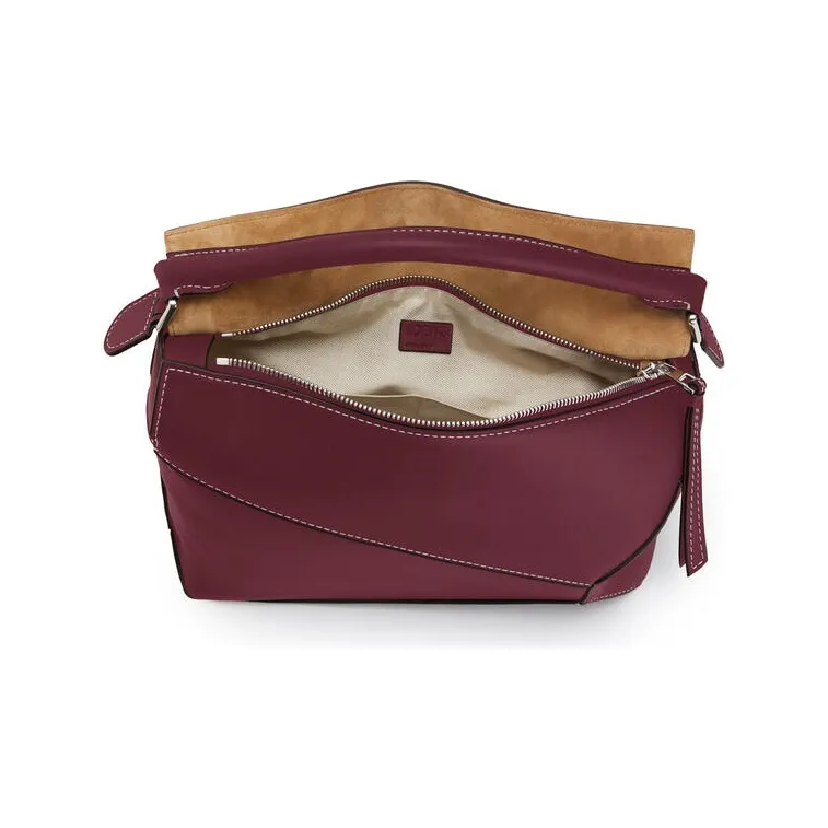 LOEWE Puzzle Cow Leather Geometric Bag Puzzle Bag Shoulder Bag Crossbody Bag Handbag Large Size Men's Burgundy-2