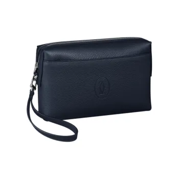CARTIER Calfskin Clutch Men's Marine Blue
