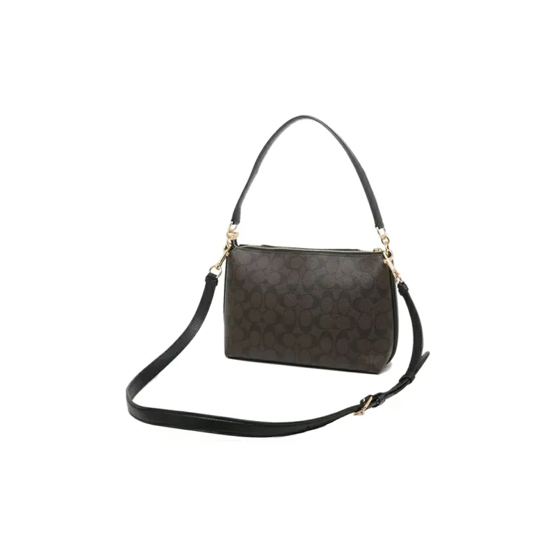 COACH Marlon Monogram Canvas With Leather Handbag Crossbody Bag Shoulder Bag Women's Dark Brown-4