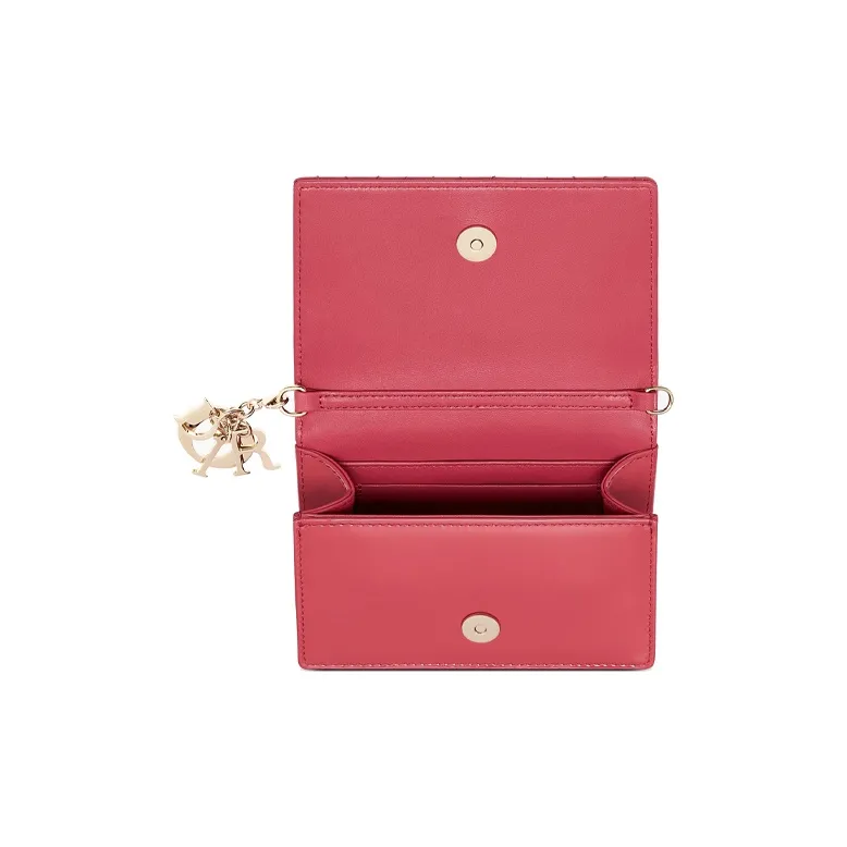 DIOR Cow Leather Clutches Shoulder Bag Crossbody Bag Women's Berry Pink-4