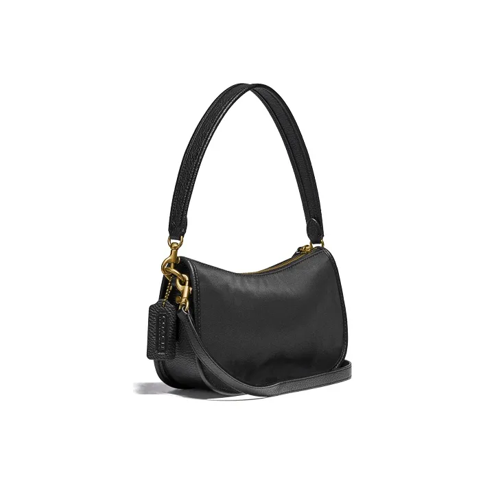 COACH Nylon Shoulder Bag Crossbody Bag Mahjong Bag Medium Size Women's Black-2