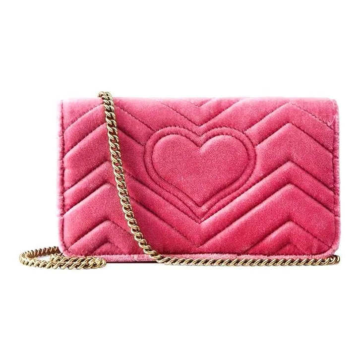 GUCCI Quilted Velvet Crossbody Bag Shoulder Bag Mini Women's Pink-2