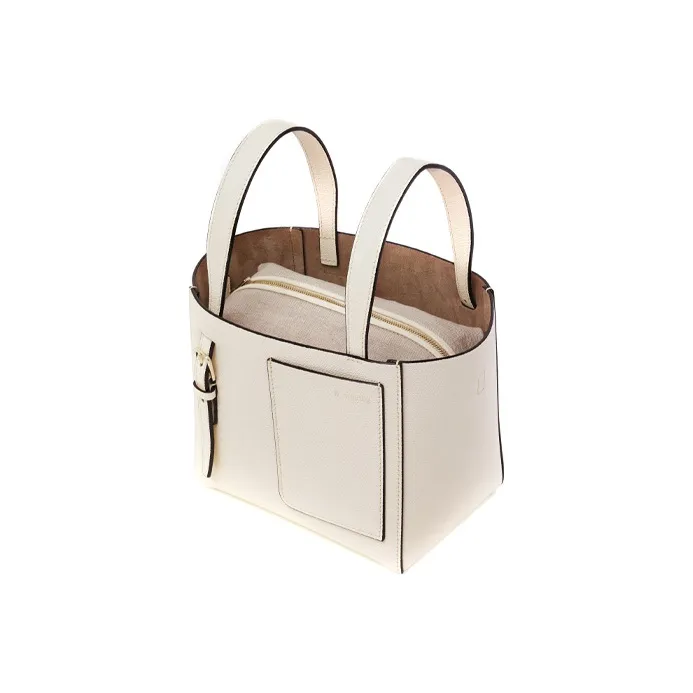 Valextra Cow Leather Tote Handbag Women's White-3