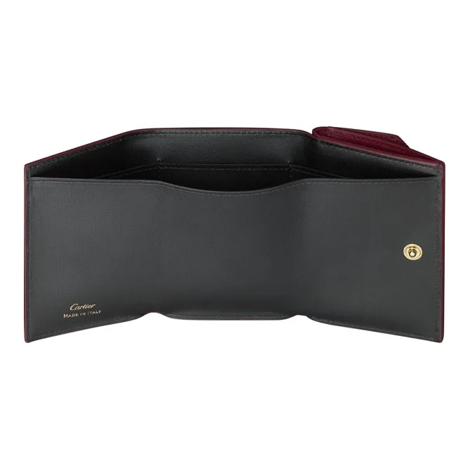 CARTIER GUIRLANDE Cow Leather Card Holder Wallet Women's Burgundy-3