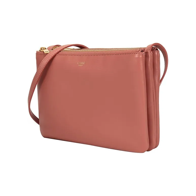 CELINE Trio Sheepskin Clutch, Crossbody Bag, Shoulder Bag Women's Litchi Color-1