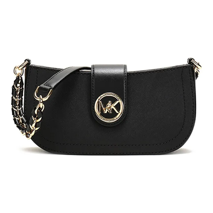 MICHAEL KORS Carmen Leather Crescent Moon Bag Shoulder Bag Women's Black-0