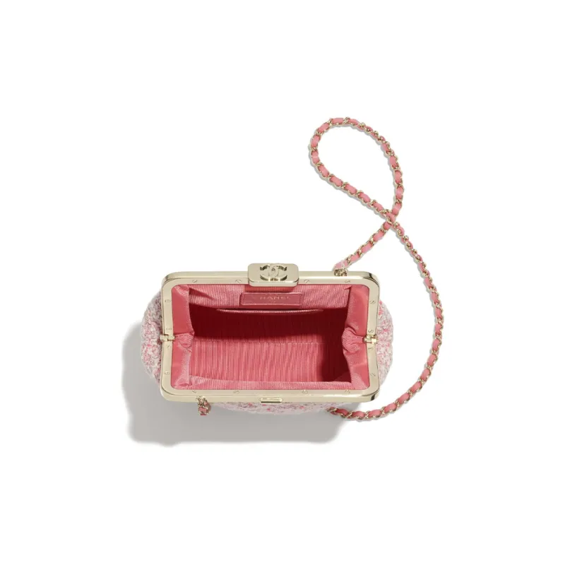 CHANEL Tweed And Gold Metal Shoulder Bag Women's Light Pink-3